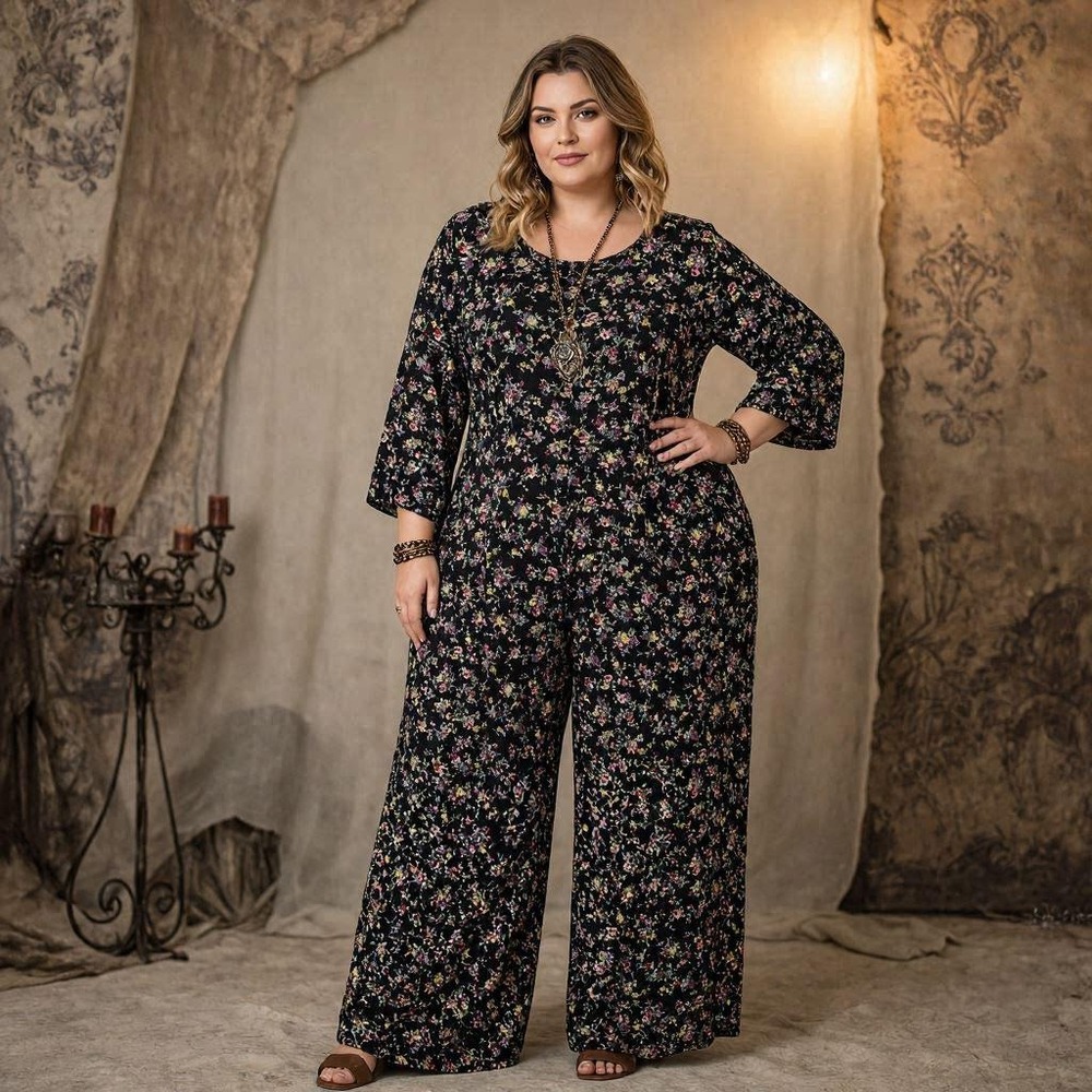Vintage Boho Whimsigoth Grunge Moon Dance Mide In USA Wide Leg Jumpsuit 24